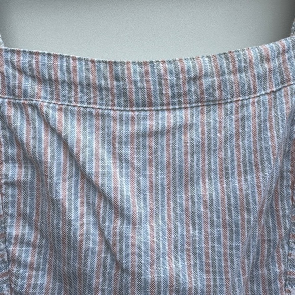 Japna Striped Smocked Flutter Straps Embroidered Peplum Boho Blouse Top Medium - Picture 6 of 13